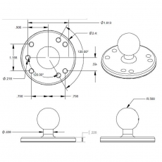 RAM Mounts Basisplatte rund (AMPS) - B-Kugel (1 Zoll)