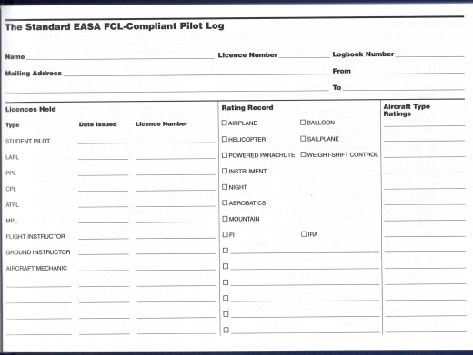 ASA Standard EASA (FCL) Pilot Log - Hardcover, ca. 100 Seiten