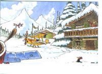Weihnachtskarte mit Hütte