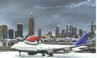 Weihnachtskarte Jumbo vor Skyline