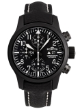 Fortis B-42 Flieger Chronograph Black, Lederband